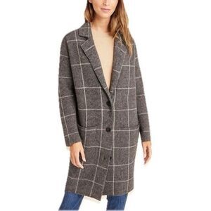 Anthropologie Women’s Solenne Windowpane Sweater Jacket Peacoat Small